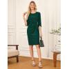 imageGRACE KARIN Work Dresses for Women 2025 34 Sleeve Sheath Business Dress Ruched Bodycon Office Cocktail DressDark Green