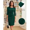 imageGRACE KARIN Work Dresses for Women 2025 34 Sleeve Sheath Business Dress Ruched Bodycon Office Cocktail DressDark Green