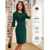 imageGRACE KARIN Work Dresses for Women 2025 34 Sleeve Sheath Business Dress Ruched Bodycon Office Cocktail DressDark Green