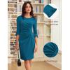 imageGRACE KARIN Work Dresses for Women 2025 34 Sleeve Sheath Business Dress Ruched Bodycon Office Cocktail DressPeacock Blue