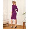 imageGRACE KARIN Work Dresses for Women 2025 34 Sleeve Sheath Business Dress Ruched Bodycon Office Cocktail DressPink Purple