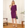 imageGRACE KARIN Work Dresses for Women 2025 34 Sleeve Sheath Business Dress Ruched Bodycon Office Cocktail DressPink Purple