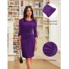 imageGRACE KARIN Work Dresses for Women 2025 34 Sleeve Sheath Business Dress Ruched Bodycon Office Cocktail DressPurple