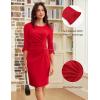 imageGRACE KARIN Work Dresses for Women 2025 34 Sleeve Sheath Business Dress Ruched Bodycon Office Cocktail DressRed