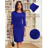 imageGRACE KARIN Work Dresses for Women 2025 34 Sleeve Sheath Business Dress Ruched Bodycon Office Cocktail DressRoyal Blue
