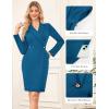 imageGRACE KARIN Work Dresses for Women 2025 Long Sleeve Business Dress Elegant Wrap Church Office Sheath Dress with PocketsBlue Green