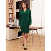 imageGRACE KARIN Work Dresses for Women 2025 Long Sleeve Business Dress Elegant Wrap Church Office Sheath Dress with PocketsGreen