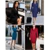 imageGRACE KARIN Work Dresses for Women 2025 Long Sleeve Business Dress Elegant Wrap Church Office Sheath Dress with PocketsNavy Blue