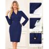 imageGRACE KARIN Work Dresses for Women 2025 Long Sleeve Business Dress Elegant Wrap Church Office Sheath Dress with PocketsNavy Blue