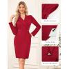 imageGRACE KARIN Work Dresses for Women 2025 Long Sleeve Business Dress Elegant Wrap Church Office Sheath Dress with PocketsRed