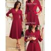 imageGRACE KARIN Work Dresses for Women 2025Midi Business Dress34 Sleeve Classy Fit and Flare Dress with PocketDark Red