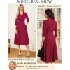 imageGRACE KARIN Work Dresses for Women 2025Midi Business Dress34 Sleeve Classy Fit and Flare Dress with PocketDark Red