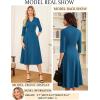imageGRACE KARIN Work Dresses for Women 2025Midi Business Dress34 Sleeve Classy Fit and Flare Dress with PocketGray Blue