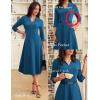 imageGRACE KARIN Work Dresses for Women 2025Midi Business Dress34 Sleeve Classy Fit and Flare Dress with PocketGray Blue