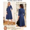 imageGRACE KARIN Work Dresses for Women 2025Midi Business Dress34 Sleeve Classy Fit and Flare Dress with PocketNavy Blue