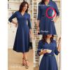imageGRACE KARIN Work Dresses for Women 2025Midi Business Dress34 Sleeve Classy Fit and Flare Dress with PocketNavy Blue