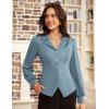 imageGRACE KARIN Work Shirts for Women Lantern Long Sleeve V Neck Blouse Button Down Elegant Business Office TopGrey Blue