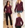 imageGRACE KARIN Work Shirts for Women Lantern Long Sleeve V Neck Blouse Button Down Elegant Business Office TopWine Red