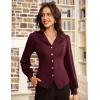 imageGRACE KARIN Work Shirts for Women Lantern Long Sleeve V Neck Blouse Button Down Elegant Business Office TopWine Red