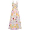 imageGRACE KARIN 2025 Womens Summer Spaghetti Strap Maxi Dress Smocked Floral Dress Sleeveless Boho Beach Sundress with PocketsYellow Floral