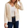 imageGRACE KARIN Cardigan Sweaters for Women Lightweight Long Sleeve Button up Sweater 2025 Color Block Jacket with PocketsApricot