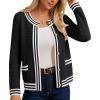 imageGRACE KARIN Cardigan Sweaters for Women Lightweight Long Sleeve Button up Sweater 2025 Color Block Jacket with PocketsBlack