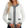 imageGRACE KARIN Cardigan Sweaters for Women Lightweight Long Sleeve Button up Sweater 2025 Color Block Jacket with PocketsWhite