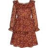imageGRACE KARIN Girls Fall Dress Floral Long Sleeve Ruffle Square Neck Elastic Waist Tiered Layer Casual Dresses Size 512YOrange Leaves