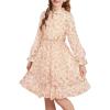 imageGRACE KARIN Girls Fall Long Sleeve Dress Formal Party Holiday Smocked Waist Midi Dresses 512YearsOrange Floral