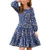 imageGRACE KARIN Girls Fall Long Sleeve Floral Square Neck Smock Tiered Casual Holiday Teen Dress Size 514Blue Orange Floral