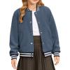 imageGRACE KARIN Girls Fleece Jacket Button Down Varsity Coat Fall Winter Baseball Outwear Clothes with Pocket for 714YGray Blue