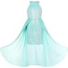 imageGRACE KARIN Girls Halter Neck Sequin Dress 614Y Kids Fancy Formal Party Christmas Sparkly Pageant Birthday DressesLight Blue