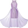 imageGRACE KARIN Girls Halter Neck Sequin Dress 614Y Kids Fancy Formal Party Christmas Sparkly Pageant Birthday DressesPurple