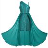 imageGRACE KARIN Girls Sequin Formal Dress Sequin Pageant Wedding Guest Dresses Birthday Fancy One Shoulder Dress Size 614Blue Green