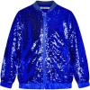 imageGRACE KARIN Girls Sequin Jacket Kids Bomber Zip Outwear Sparkle Fall Costume Top Dress Coat Size 514Royal Blue