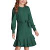 imageGRACE KARIN Girls Sweater Dress Fall Winter Long Sleeve 2 Layer Knitted Dresses Size 614Green