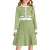 imageGRACE KARIN Girls Sweater Fall Dress Long Sleeve Knit A Line Contrast Casual Winter Dresses 614YLight Green