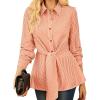 imageGRACE KARIN Peplum Tops for Women Tie Front Striped Button Down Shirt Collared Long Sleeve Business Casual Work Office BlouseOrange