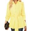 imageGRACE KARIN Peplum Tops for Women Tie Front Striped Button Down Shirt Collared Long Sleeve Business Casual Work Office BlouseYellow
