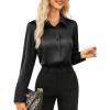 imageGRACE KARIN Satin Blouses for Women Long Sleeve Business Shirt Work Dressy Casual Tops Professional Office OutfitBlack