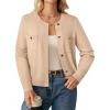 imageGRACE KARIN Women 2025 Tweed Cardigan Sweaters Casual Lightweight Cropped Cardigan Early Fall Fashion Knit Blazer OutfitsApricot