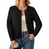 imageGRACE KARIN Women 2025 Tweed Cardigan Sweaters Casual Lightweight Cropped Cardigan Early Fall Fashion Knit Blazer OutfitsBlack