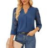 imageGRACE KARIN Women Blouses Dressy Casual 34 Lace Sleeve Tops Business Work Office Shirts 2025 Fall OutfitsHaze Blue