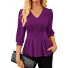 imageGRACE KARIN Women Business Casual Tops 2025 Fall Trendy Dressy Blouses 34 Sleeve Peplum Work Shirts V Neck Office OutfitsPurple
