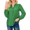 imageGRACE KARIN Women Dressy Casual TopsLong Sleeve Button Down Ruffle BlouseWork V Neck Shirt Summer Fall Business OutfitGreen
