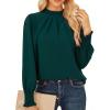 imageGRACE KARIN Women Dressy Long Sleeve Blouse2025 Fall Business Casual TopsPleated Mock Neck Shirts Fashion Work OutfitGreen
