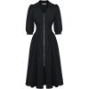 imageGRACE KARIN Women Fall Midi Dress 2025 A Line Smocked Work Dress Fit and Flare V Neck Zipper 34 Sleeve Dress Casual PocketsBlack