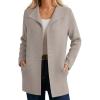 imageGRACE KARIN Women Long Cardigan Sweaters Fall Chunky Sweater Jacket Ribbed Knit Lapel Coatigan with PocketsBeige