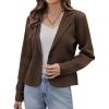 imageGRACE KARIN Women Sweater Blazer Casual Work Croppped Cardigan Lightweight Button Front Short Knit Blazer Jacket SXXLBrown
