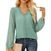 imageGRACE KARIN Women Tops V Neck Long Sleeve Shirts Lace Dressy Casual Business Blouses Fall Fashion 2025Green